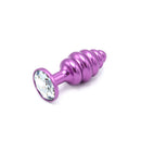 Aluminum Geribbelde Buttplug Met Kristal - Paars-Erotiekvoordeel.nl