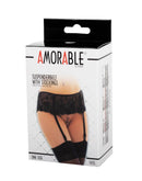 Amorable by Rimba - Jarretelgordel - Kousen Met Brede Kanten Jarretelgordel - Zwart - One Size-Erotiekvoordeel.nl