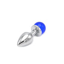 Aluminium Buttplug Met Glinsterende Ronde Siersteen - Blauw