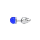 Aluminium Buttplug Met Glinsterende Ronde Siersteen - Blauw