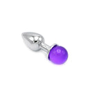 Aluminium Buttplug Met Glinsterende Ronde Siersteen - Paars