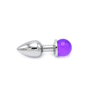 Aluminium Buttplug Met Glinsterende Ronde Siersteen - Paars