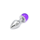 Aluminium Buttplug Met Glinsterende Ronde Siersteen - Paars