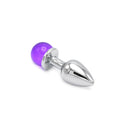 Aluminium Buttplug Met Glinsterende Ronde Siersteen - Paars