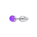 Aluminium Buttplug Met Glinsterende Ronde Siersteen - Paars