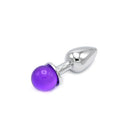 Aluminium Buttplug Met Glinsterende Ronde Siersteen - Paars