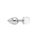 Aluminium Buttplug Met Glinsterende Ronde Siersteen - Transparant