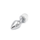 Aluminium Buttplug Met Glinsterende Ronde Siersteen - Transparant