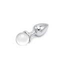 Aluminium Buttplug Met Glinsterende Ronde Siersteen - Transparant