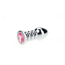 Buttplug Aluminium - Geribbeld - Met Siersteen - Roze-Erotiekvoordeel.nl