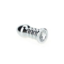Buttplug Aluminium - Geribbeld - Met Siersteen - Transparant-Erotiekvoordeel.nl