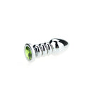 Buttplug Aluminium - Geribbeld - Met Siersteen - groen-Erotiekvoordeel.nl