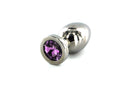 Buttplug RVS Met Paars Kristal - Small