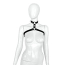 Kiotos Deluxe - Collar de cuero negro de lujo con correas de pecho - Para las mujeres - Ajustable