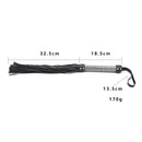 Kiotos Leather - Flogger Met Swarovski Steentjes Handvat - Zwart-Erotiekvoordeel.nl