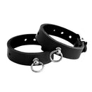 Kiotos Leather - Polsboeien Leder met Kleine O-ring - Zwart-Erotiekvoordeel.nl