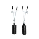 Kiotos Steel - Tepelklemmen - Nipple Adjustable Pinch Clamps 2x100g Gewichten - RVS - Zwart-Erotiekvoordeel.nl