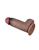 LoveToy - Dildo - Dubbellaagse Siliconen Dildo XXL - Lengte 24.6 cm - Diameter 7 cm - Bruin-Erotiekvoordeel.nl
