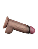 LoveToy - Dildo - Dubbellaagse Siliconen Dildo XXL - Lengte 24.6 cm - Diameter 7 cm - Bruin-Erotiekvoordeel.nl