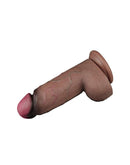 LoveToy - Dildo - Dubbellaagse Siliconen Dildo XXL - Lengte 24.6 cm - Diameter 7 cm - Bruin-Erotiekvoordeel.nl