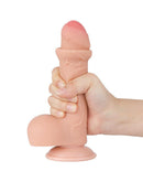 LoveToy - Dildo - Glijdende huid Dildo - Dubbellaagse Dildo - Lengte 18.3 cm - Diameter 3.5 cm - Lichte Huidskleur-Erotiekvoordeel.nl
