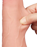 LoveToy - Dubbellaags Dildo - Glijdende Huid Dildo- Lengte 22 cm - Diameter 4.3 cm - Lichte Huidskleur-Erotiekvoordeel.nl