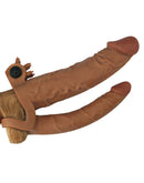 Lovetoy - Pleasure X-tender Verlengende Vibrerende dubbele penis sleeve - Bruin-Erotiekvoordeel.nl