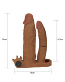 Lovetoy - Pleasure X-tender Verlengende Vibrerende dubbele penis sleeve - Bruin-Erotiekvoordeel.nl