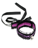 Rimba Bondage Play - Halsband - Burlesque Collar Met O-Ring - Zwart/Paars-Erotiekvoordeel.nl
