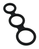 Rimba Latex Play - Triple Cockring - Zwart-Erotiekvoordeel.nl