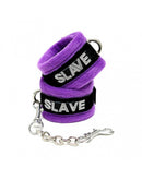Soft Bondage Set blinddoek En handboeien SLAVE - Zwart/Paars