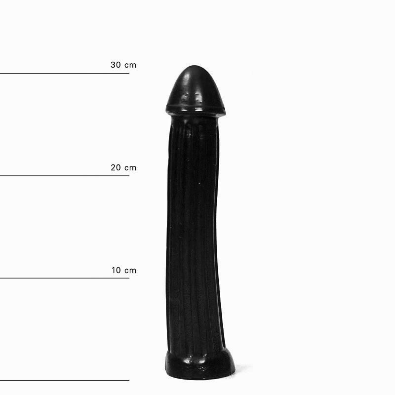 All Black - Grote dildo Met diepe Groeven - 30 x 5 cm - Zwart-Erotiekvoordeel.nl