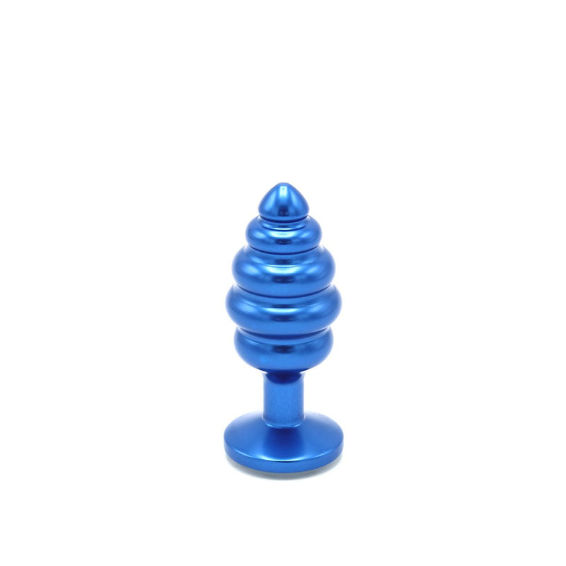 Aluminum Geribbelde Buttplug Met Kristal - Blauw-Erotiekvoordeel.nl