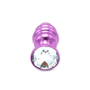 Aluminum Geribbelde Buttplug Met Kristal - Paars-Erotiekvoordeel.nl