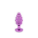 Aluminum Geribbelde Buttplug Met Kristal - Paars-Erotiekvoordeel.nl