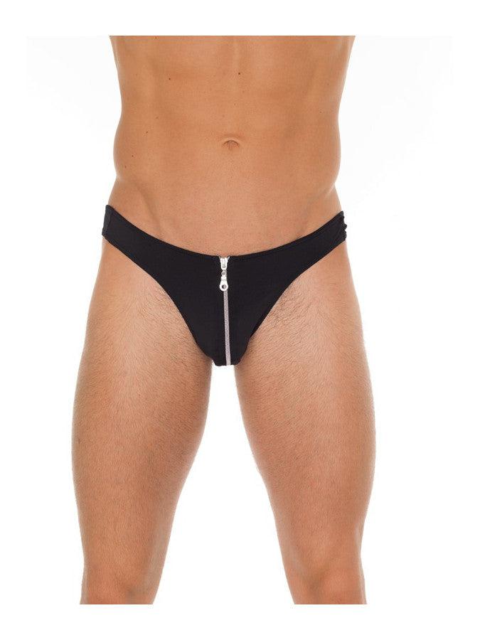 Amorabe by Rimba - Erotische String - Zwarte Heren Slip Met Ritsje Aan Voorkant - Mannen Tanga - One Size-Erotiekvoordeel.nl