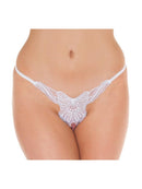 Amorable By Rimba - Luxe Slip Met Vlinder Motief En Open Kruis - Wit - One Size-Erotiekvoordeel.nl