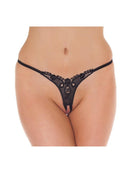 Amorable by Rimba - Erotische Lingerie - G String Met Open Kruis - Zwart - One Size-Erotiekvoordeel.nl