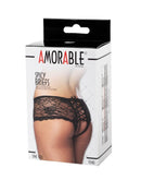 Amorable by Rimba - Erotische Slip - Kanten Knicker Met Open achterkant - Zwart - One Size-Erotiekvoordeel.nl