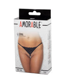 Amorable by Rimba - Erotische String - G string van Zwart Kant Met Parelsnoer Door Kruis - One Size-Erotiekvoordeel.nl