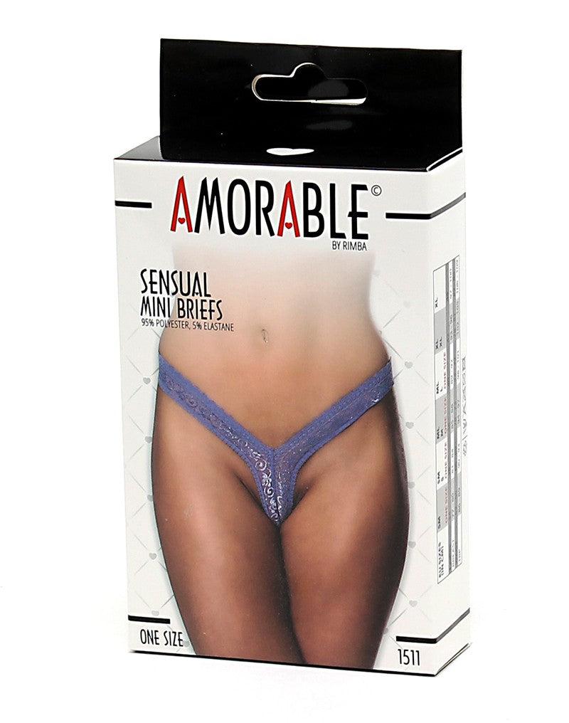 Amorable by Rimba - Erotische String - Kanten Mini String - Slip - Lila - Paars - One Size - Polyester-Erotiekvoordeel.nl