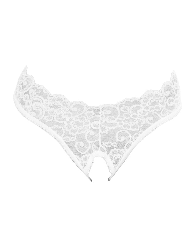 Amorable by Rimba - Erotische String - Kanten Slip Met Open Kruis - Burlesque Uitstraling - Wit - One Size-Erotiekvoordeel.nl