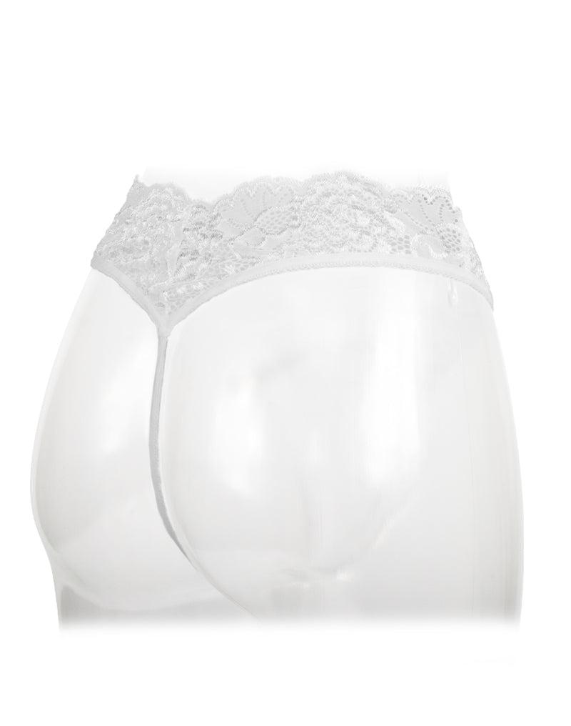 Amorable by Rimba - Erotische String - Kanten Slip Met Open Kruis - Burlesque Uitstraling - Wit - One Size-Erotiekvoordeel.nl