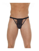 Amorable by Rimba - Erotische String - Zwarte Herenstring Met Opengewerkte Details Voorkant - Mannen Slip - One Size - Polyamide-Erotiekvoordeel.nl