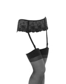 Amorable by Rimba - Jarretelgordel - Kousen Met Brede Kanten Jarretelgordel - Zwart - One Size-Erotiekvoordeel.nl