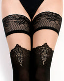 Ballerina - Fantasy Hold Ups Elegant Baroque - Kousen - 50/20 denier - Zwart-Erotiekvoordeel.nl