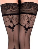 Ballerina - Fantasy Hold Ups Ornament- Kousen - 20 denier - Zwart-Erotiekvoordeel.nl
