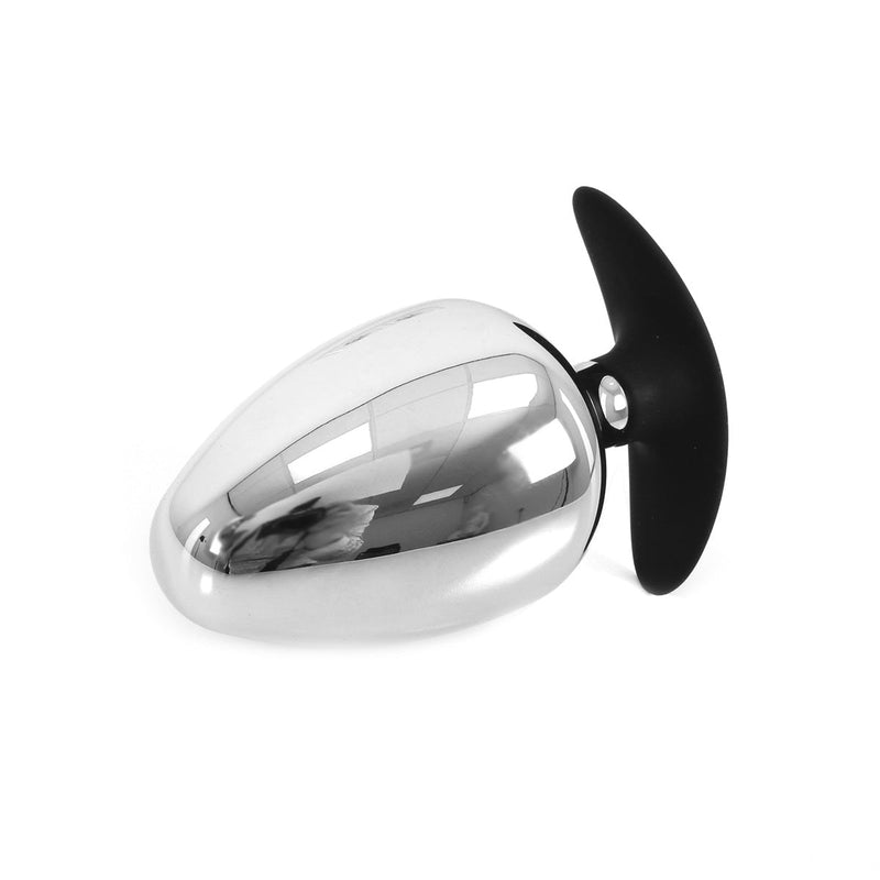 Big Ass RVS Buttplug S 70 mm x 12 cm Met Siliconen voet/handvat-Erotiekvoordeel.nl