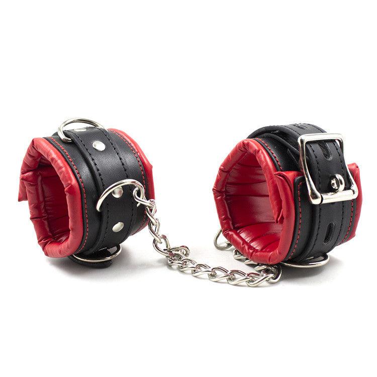 Bondage bar Met Boeienset Van PU Leer - Rood/Zwart-Erotiekvoordeel.nl