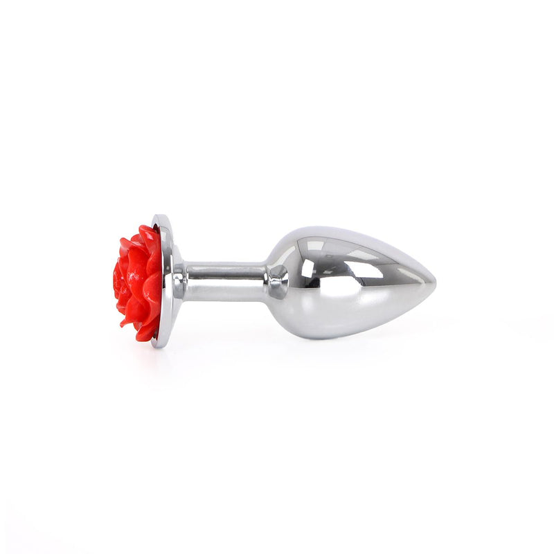 Booty Sparks - Aluminium Buttplug 'Red Rose' Met bloem decoratie-Erotiekvoordeel.nl